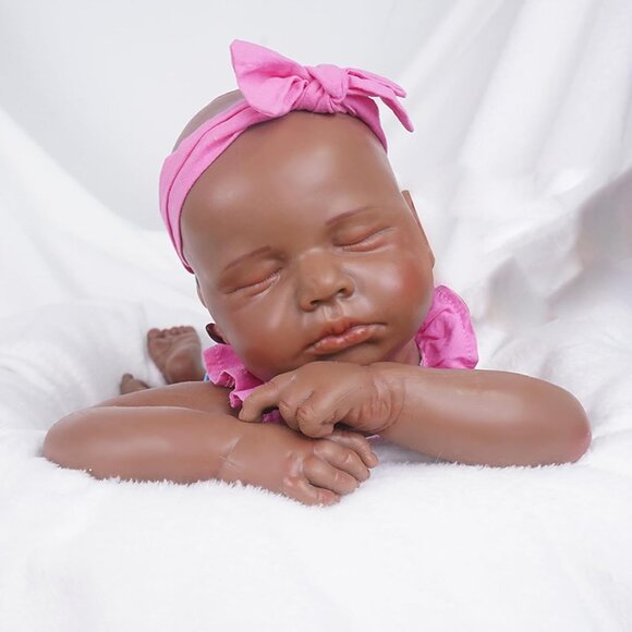 🆕19 inch Full Body Platinum Silicone Bald Baby Dolls Sleeping Zora-tan Boy - Picture 5 of 10